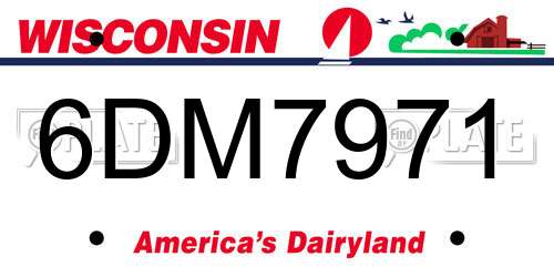 6DM7971 Wisconsin License Plate