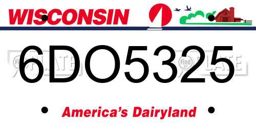 6DO5325 Wisconsin License Plate