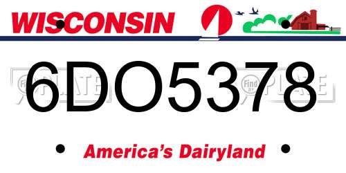 6DO5378 Wisconsin License Plate