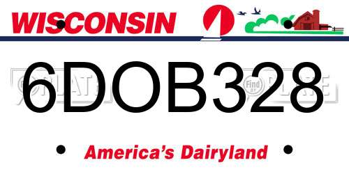 6DOB328 Wisconsin License Plate