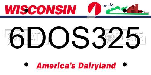 6DOS325 Wisconsin License Plate