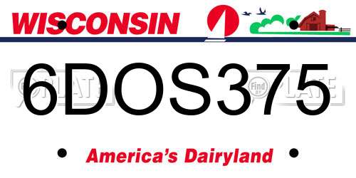 6DOS375 Wisconsin License Plate