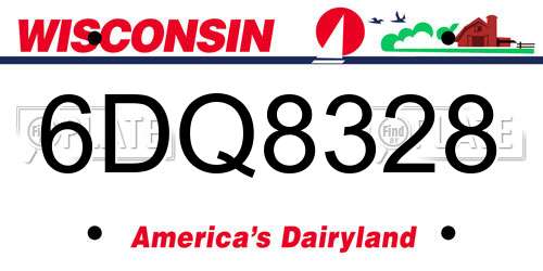 6DQ8328 Wisconsin License Plate