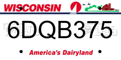 6DQB375 Wisconsin License Plate