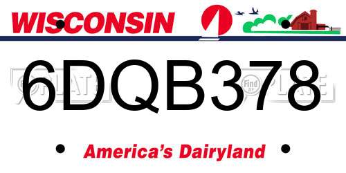 6DQB378 Wisconsin License Plate