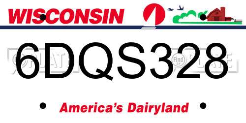 6DQS328 Wisconsin License Plate