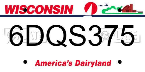 6DQS375 Wisconsin License Plate
