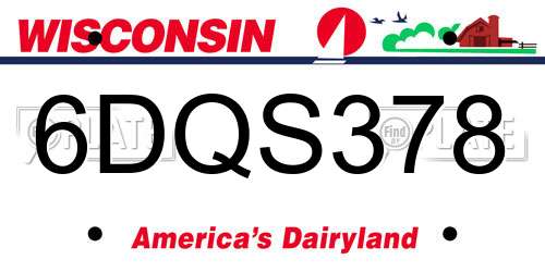 6DQS378 Wisconsin License Plate
