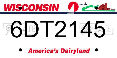 6DT2145 Wisconsin License Plate