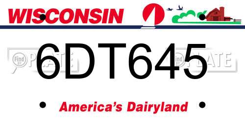 6DT645 Wisconsin License Plate