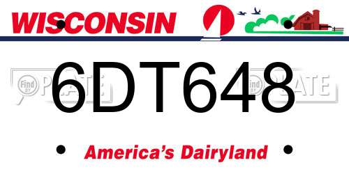 6DT648 Wisconsin License Plate