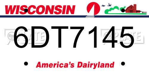 6DT7145 Wisconsin License Plate