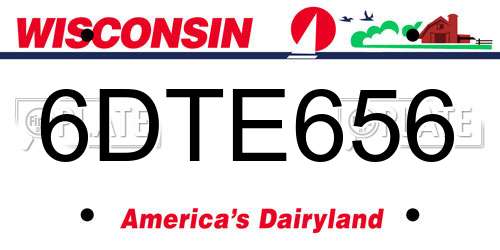 6DTE656 Wisconsin License Plate