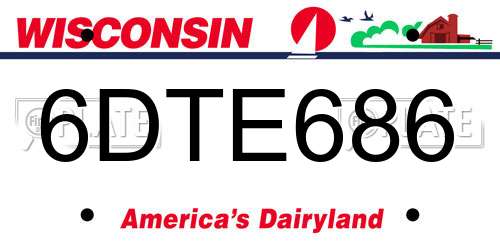 6DTE686 Wisconsin License Plate