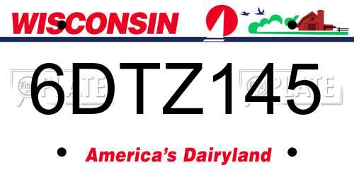 6DTZ145 Wisconsin License Plate