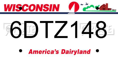 6DTZ148 Wisconsin License Plate