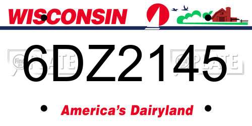 6DZ2145 Wisconsin License Plate