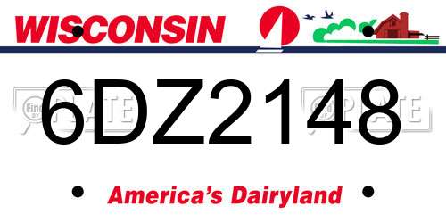 6DZ2148 Wisconsin License Plate
