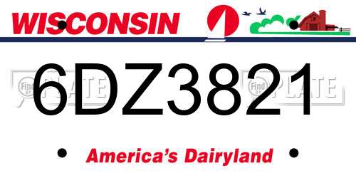 6DZ3821 Wisconsin License Plate