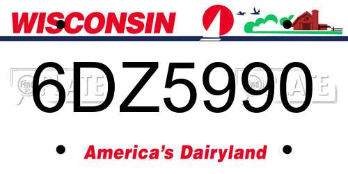 6DZ5990 Wisconsin License Plate