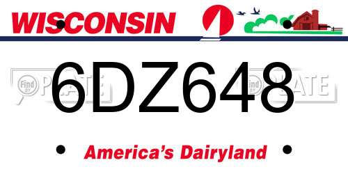 6DZ648 Wisconsin License Plate