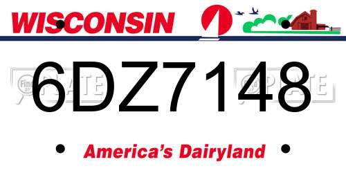 6DZ7148 Wisconsin License Plate