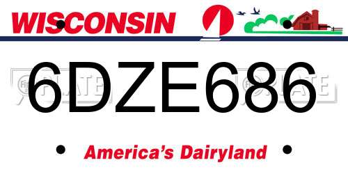 6DZE686 Wisconsin License Plate