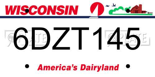 6DZT145 Wisconsin License Plate