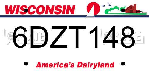 6DZT148 Wisconsin License Plate