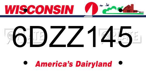6DZZ145 Wisconsin License Plate