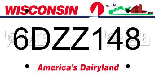 6DZZ148 Wisconsin License Plate