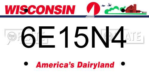 6E15N4 Wisconsin License Plate
