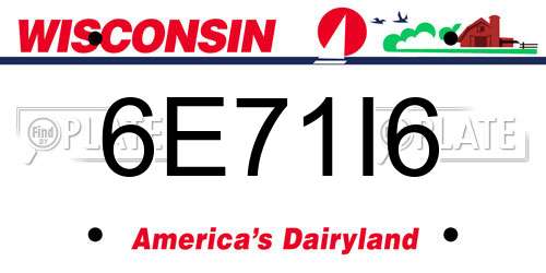 6E71I6 Wisconsin License Plate