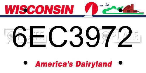 6EC3972 Wisconsin License Plate