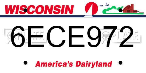 6ECE972 Wisconsin License Plate