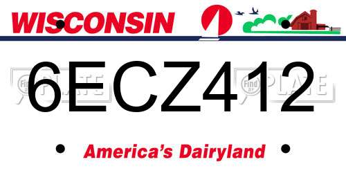 6ECZ412 Wisconsin License Plate
