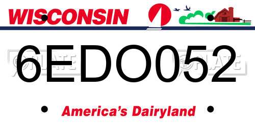6EDO052 Wisconsin License Plate