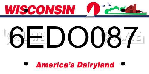 6EDO087 Wisconsin License Plate