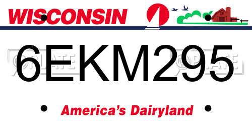 6EKM295 Wisconsin License Plate