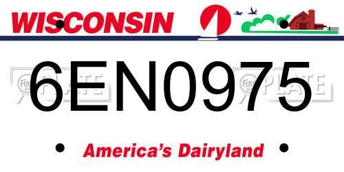6EN0975 Wisconsin License Plate
