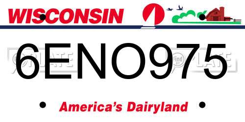 6ENO975 Wisconsin License Plate