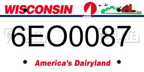 6EO0087 Wisconsin License Plate