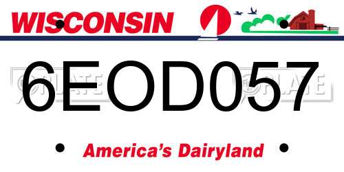 6EOD057 Wisconsin License Plate