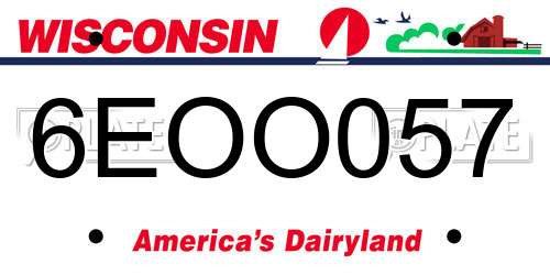 6EOO057 Wisconsin License Plate