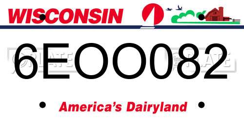 6EOO082 Wisconsin License Plate