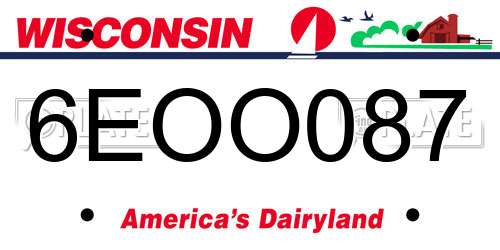 6EOO087 Wisconsin License Plate