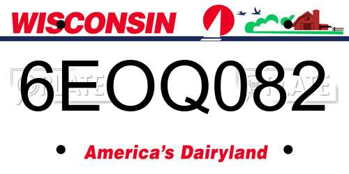 6EOQ082 Wisconsin License Plate
