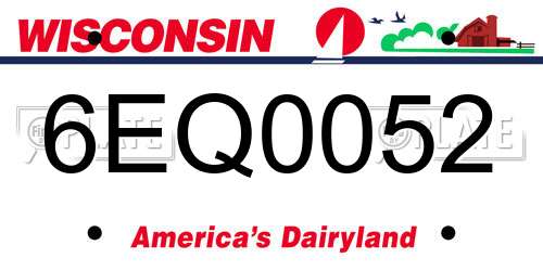 6EQ0052 Wisconsin License Plate