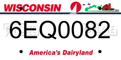 6EQ0082 Wisconsin License Plate