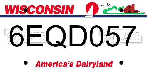 6EQD057 Wisconsin License Plate